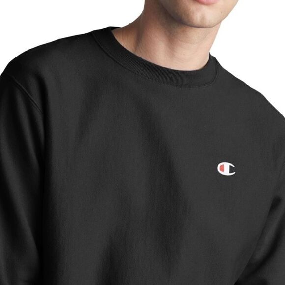 CHAMPION  REVERSE WEAVE CREWNECK C LOGO  SWEATSHIRT HEAVYWEIGHT BLACK UNISEX - Picture 8 of 15